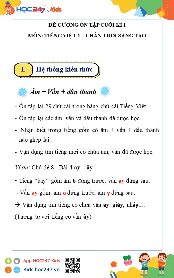 Hình minh họa: Đề cương HK1 môn Tiếng Việt 1 CTST