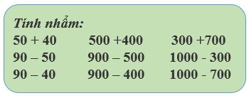 Ôn tập phép cộng, phép trừ trong phạm vi 1000