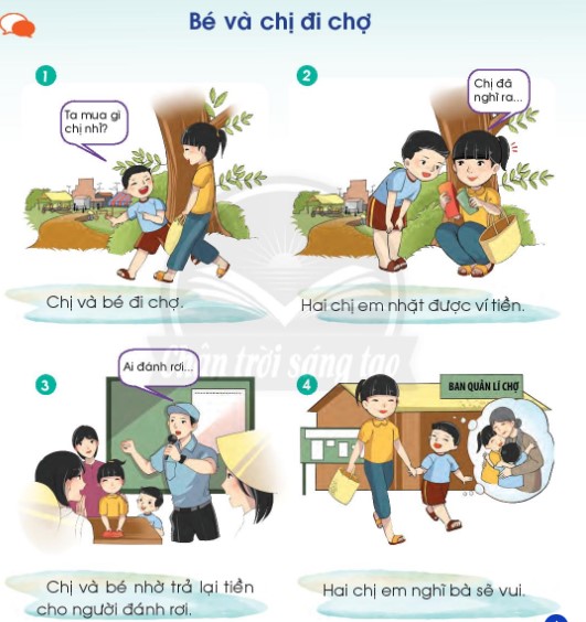 Bé và chị đi chợ